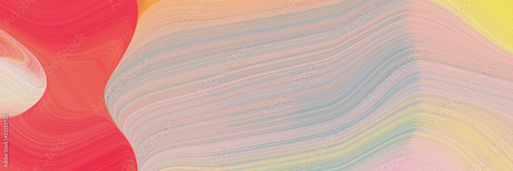 Poster abstract dynamic curved lines moving designed horizontal banner with silver, tan and indian red colors