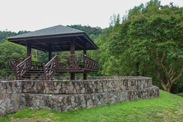 wooden arbor in the park. Botanical Garden in Georgetown, Penang, Malaysia