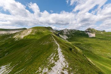 Dolomites trek Alta Via 2 near Rifugio Giorgi Dal Piàz