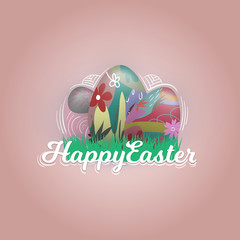 Happy Easter Card. Vector Illustration