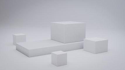 White Cube Blocks In White Space