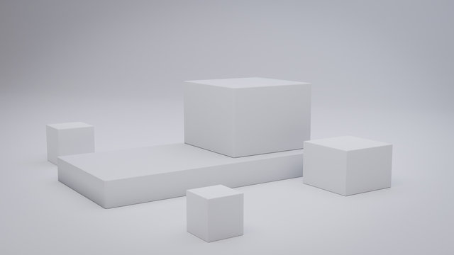 White Cube Blocks In White Space © SecretCanvas