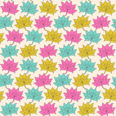 Seamless vector pattern with decorative lotus flowers.