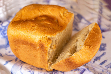 fresh homemade bread baked at home