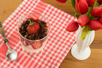 A magnolia with strawberry photo for food photography concept.