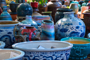 The garden of the Tao Hong Tai Ceramics Factory in Ratchaburi, Thailand