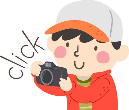 Kid Boy Camera Sound Click Illustration