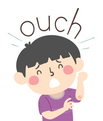 Kid Boy Onomatopoeia Sound Ouch Illustration