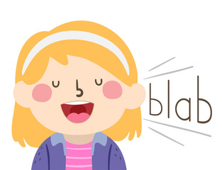 Kid Girl Onomatopoeia Sound Blab Illustration