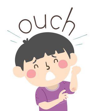 Kid Boy Onomatopoeia Sound Ouch Illustration