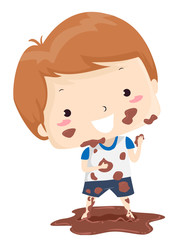 Kid Boy Adjective Dirty Illustration