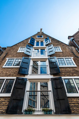 Old traditional leaning houses in Amsterdam, Netherlands