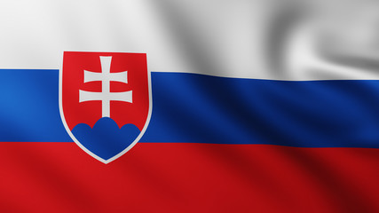 Large Flag of Slovakia fullscreen background in the wind