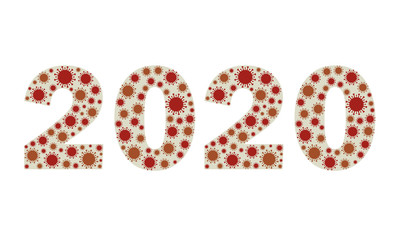 Year 2020 with Corona Virus ( COVID-19 ) icons