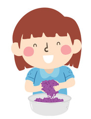 Kid Girl Sensory Colored Sand Illustration