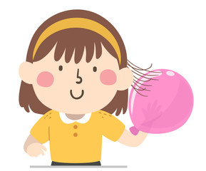 Kid Girl Static Balloon Hair Illustration