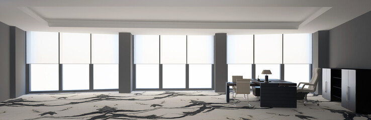 White modern office interior. 3D rendering.