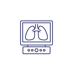 Lungs on screen line icon