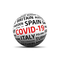 Covid-19 in Europe. 3D sphere