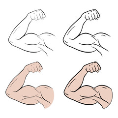 Biceps. Arm with muscles. Sketch strong arm.Vector sign for mobile app and web sites