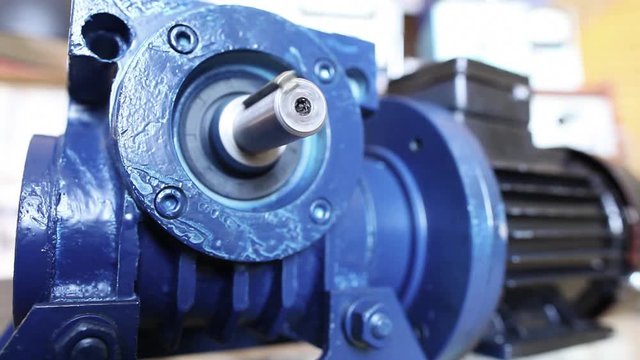 Big blue electric motor rotation