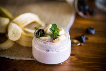 home sweet banana yogurt in a glass jar