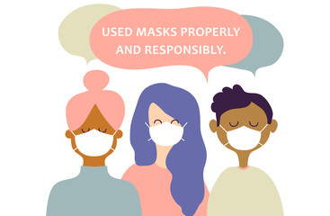 Obraz premium Coronavirus 2019 - Women And Men With Medical Face Mask