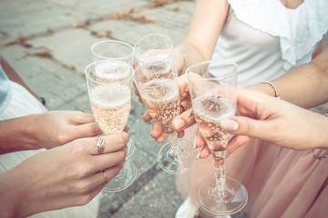 Ladies celebrate some event, cheers