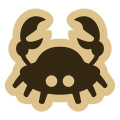 Vector drawing of a cute crab icon with simple lines and flat colors. Can represent crustaceans, sea animals, wild life, seafood, fishing, tropical weather, etc.