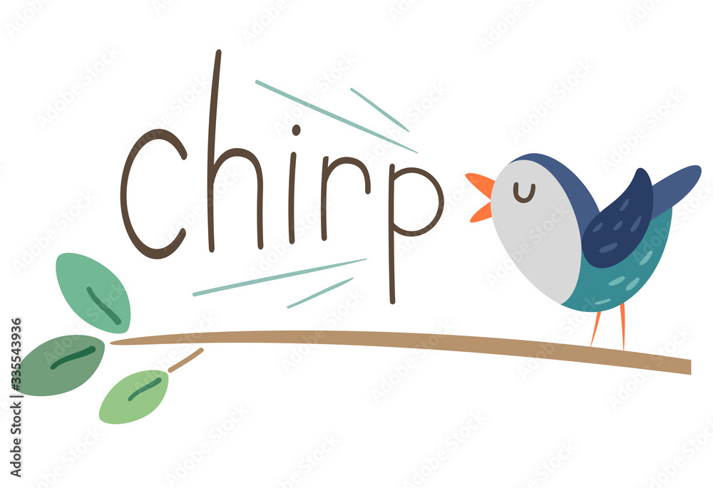 Sticker Bird Onomatopoeia Sound Chirp Illustration