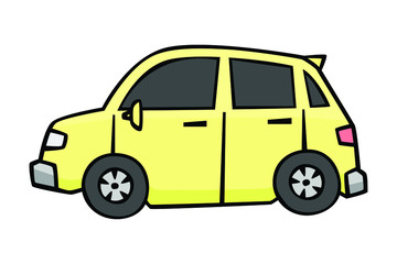 Eco car in drawing style on white