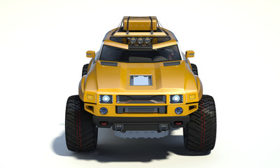 3D rendering of a brand-less generic concept off-road car in studio environment