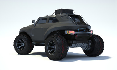 Fototapeta na wymiar 3D rendering of a brand-less generic concept off-road car in studio environment