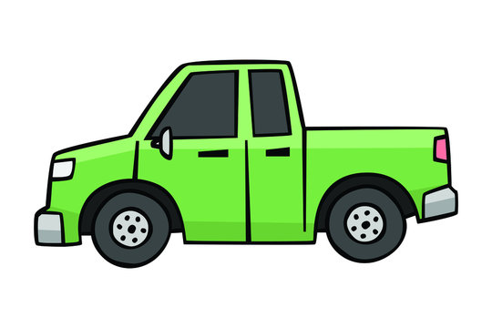 Pick up truck in drawing style on white