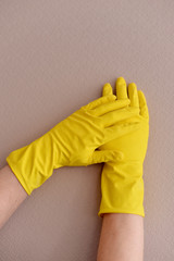 Arm in latex glove show some signes