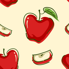 Seamless Red Apple Background Illustration