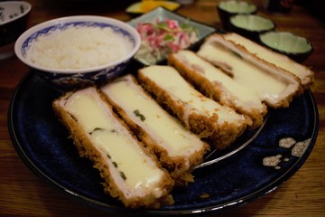 Japanese cheese Tonkatsu pork cutlet in a restaurant in Seoul, Korea