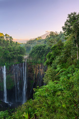 Tumpak Sewu waterfall in the forest - obrazy, fototapety, plakaty