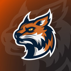 Angry Wildcat head mascot logo