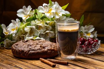cup of coffee with flowers