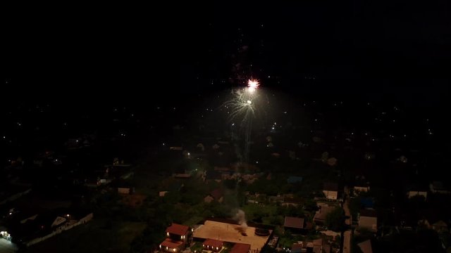 Beautiful festive fireworks in the night sky