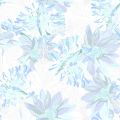 Floral seamless  pattern with  exotic flowers. Abstract background texture. Pastel colors.