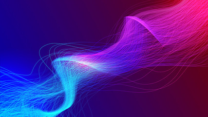 Hi-tech adstract background with glowing waves. Trend neon color © Maria S