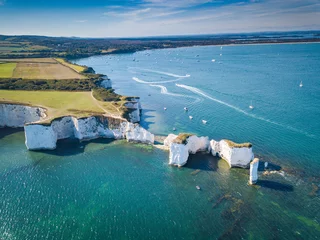Printed kitchen splashbacks Camps Bay Beach, Cape Town, South Africa Aerial view of Old Harry Rocks Cliffs, Swanage, Studland, Dorset, UK
