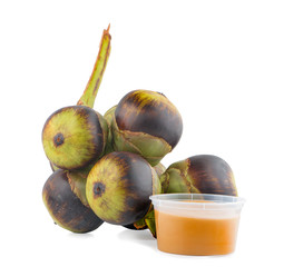 Asian Palmyra palm, Toddy palm, Sugar palm and Cambodian palm an isolated on white background