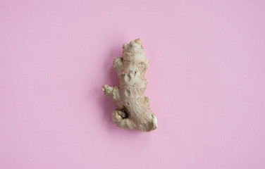 ginger  on a pink background. Immune support during an epidemic
