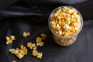 Popcorn in a large bucket.