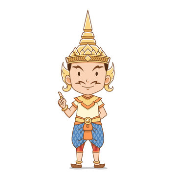 Cartoon character of traditional Thai angel male.