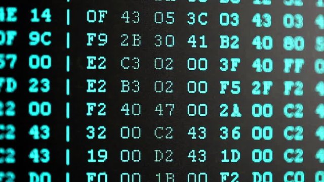 Program HEX code on PC screen, text and graphical information