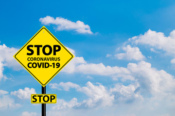 Stop warning sign coronavirus covid 19